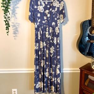 Earthy Blue Floral Dress